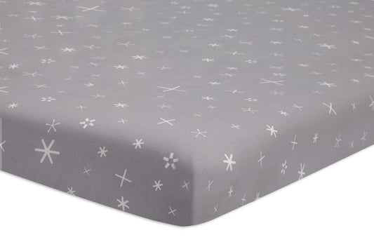 Babyletto Galaxy Galactic Grey Stars Fitted Mini Crib Sheet - T9053