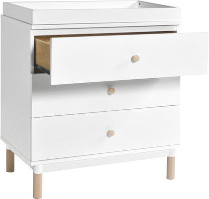 Babyletto Gelato 3-Drawer Changer Dresser, Washed Natural Kb w/Removable Changing Tray In White - M12923WNX