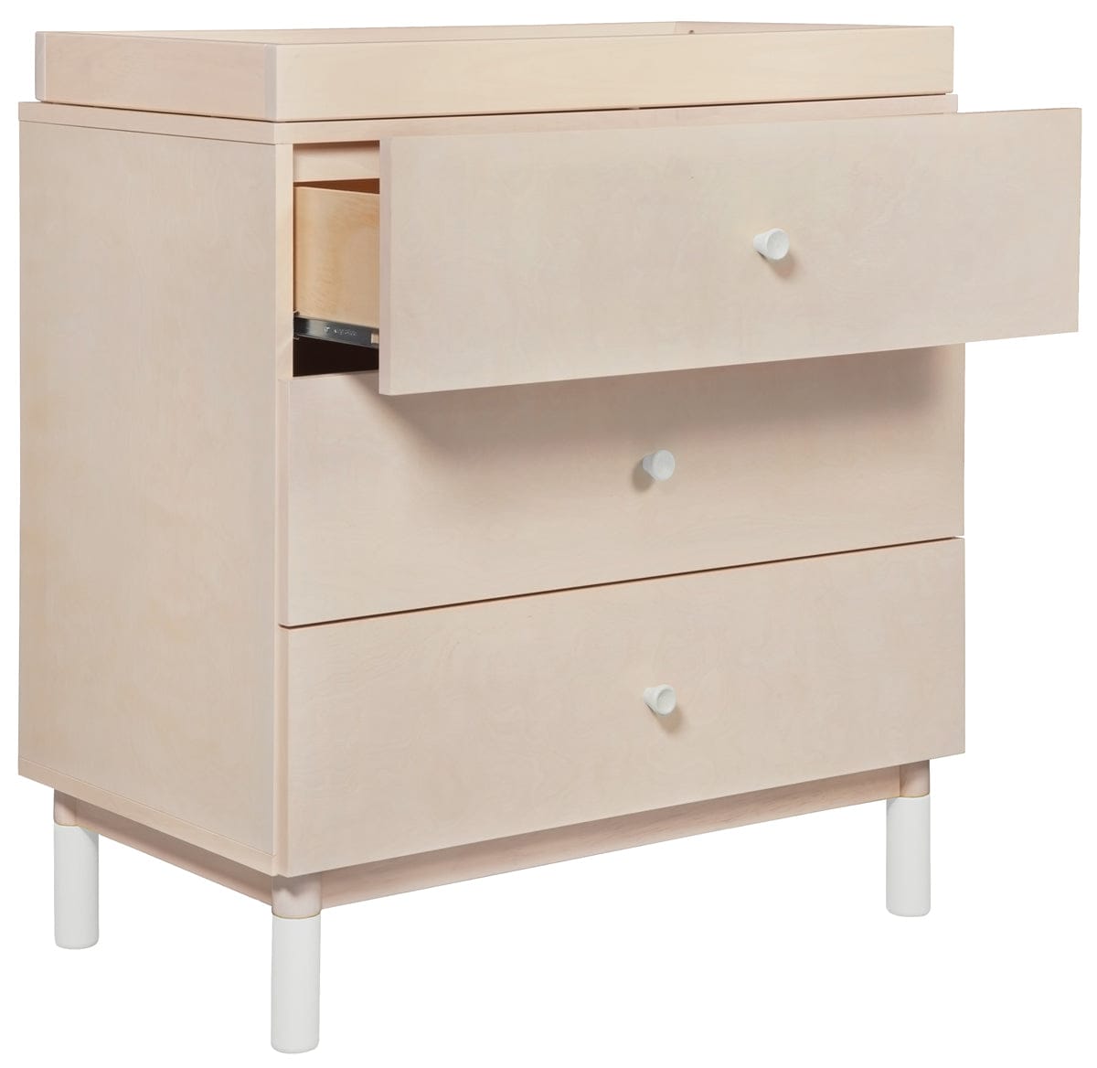 Babyletto Gelato 3-Drawer Changer Dresser, White Color Feet w/Removable Changing Tray In Washed Natural - M12923NXW