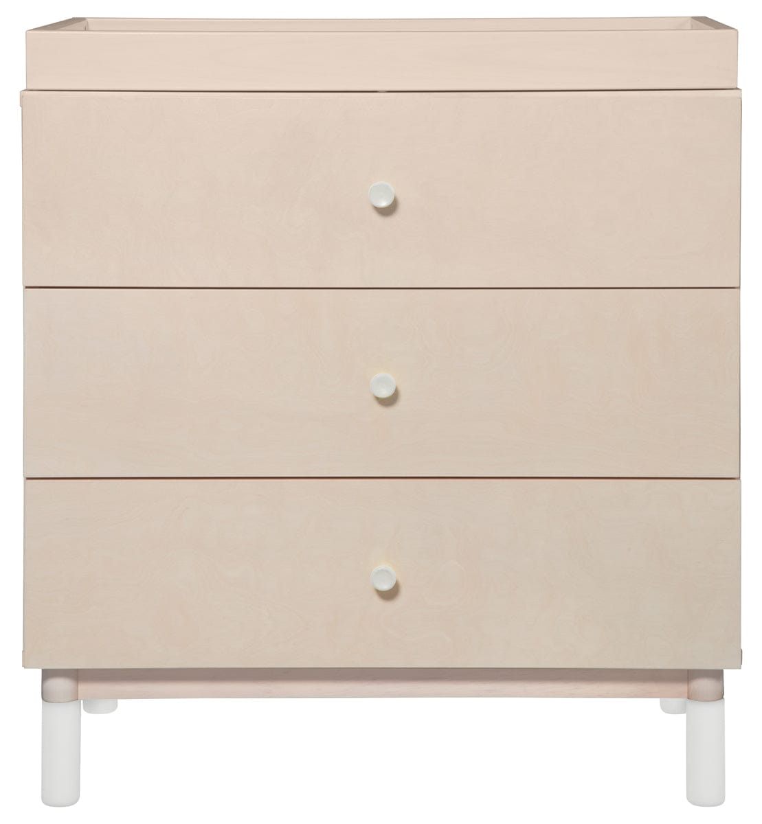 Babyletto Gelato 3-Drawer Changer Dresser, White Color Feet w/Removable Changing Tray In Washed Natural - M12923NXW