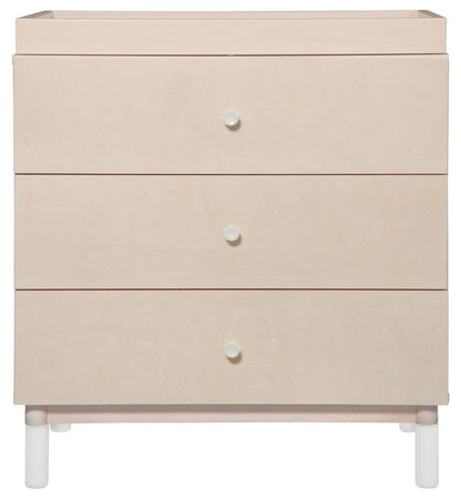 Babyletto Gelato 3-Drawer Changer Dresser, White Color Feet w/Removable Changing Tray In Washed Natural - M12923NXW