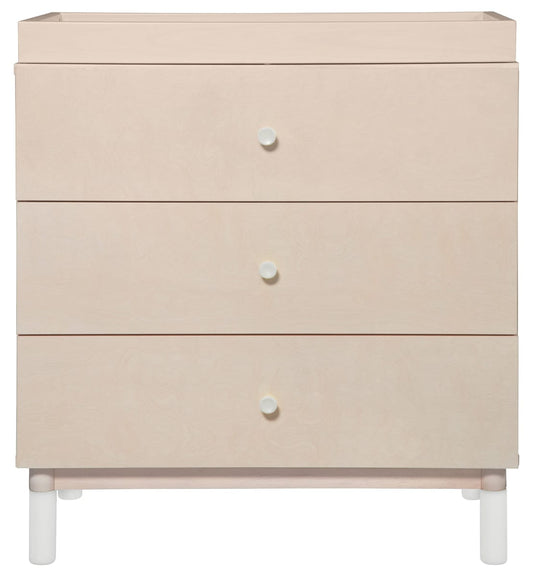 Babyletto Gelato 3-Drawer Changer Dresser, White Color Feet w/Removable Changing Tray In Washed Natural - M12923NXW