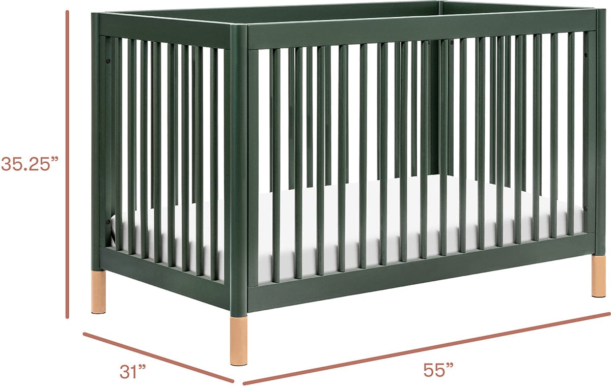 Babyletto Gelato 4-in-1 Convertible Crib w/Toddler Bed Conversion Kit - Forest Green w/Vegan Blonde Leather Feet - M12901FRGRBE