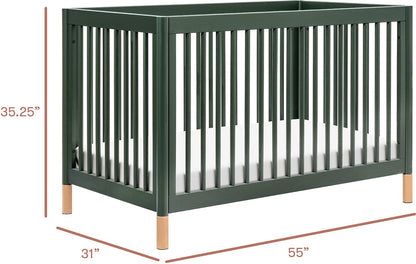 Babyletto Gelato 4-in-1 Convertible Crib w/Toddler Bed Conversion Kit - Forest Green w/Vegan Blonde Leather Feet - M12901FRGRBE