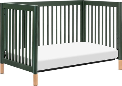 Babyletto Gelato 4-in-1 Convertible Crib w/Toddler Bed Conversion Kit - Forest Green w/Vegan Blonde Leather Feet - M12901FRGRBE