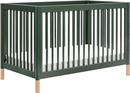 Babyletto Gelato 4-in-1 Convertible Crib w/Toddler Bed Conversion Kit - Forest Green w/Vegan Blonde Leather Feet - M12901FRGRBE