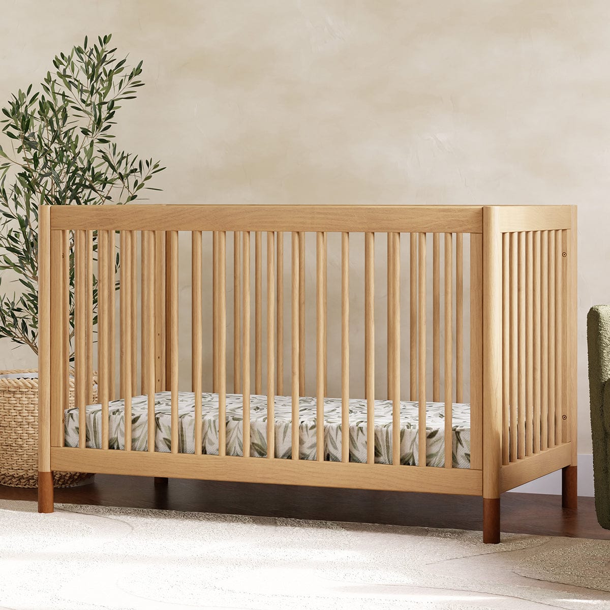 Babyletto Gelato 4-in-1 Convertible Crib w/Toddler Bed Conversion Kit - Honey w/Vegan Tan Leather Feet - M12901HYVTL