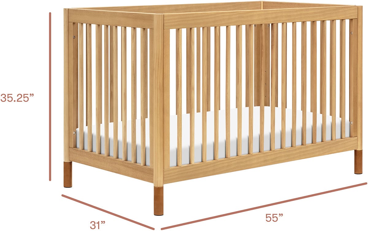 Babyletto Gelato 4-in-1 Convertible Crib w/Toddler Bed Conversion Kit - Honey w/Vegan Tan Leather Feet - M12901HYVTL