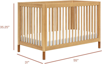 Babyletto Gelato 4-in-1 Convertible Crib w/Toddler Bed Conversion Kit - Honey w/Vegan Tan Leather Feet - M12901HYVTL