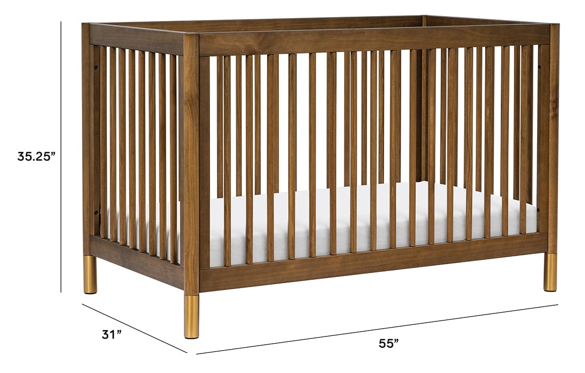 Babyletto Gelato 4-in-1 Convertible Crib w/Toddler Bed Conversion Kit - Natural Walnut & Gold Feet - M12901NLGLD