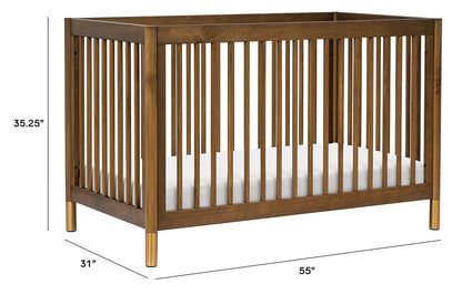 Babyletto Gelato 4-in-1 Convertible Crib w/Toddler Bed Conversion Kit - Natural Walnut & Gold Feet - M12901NLGLD