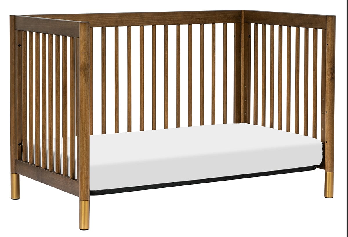 Babyletto Gelato 4-in-1 Convertible Crib w/Toddler Bed Conversion Kit - Natural Walnut & Gold Feet - M12901NLGLD