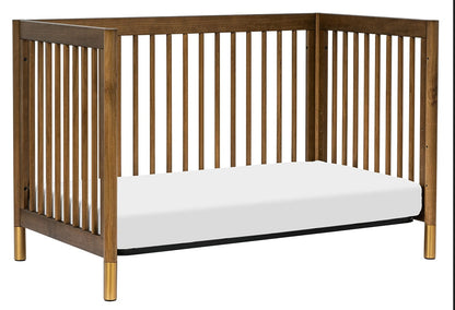 Babyletto Gelato 4-in-1 Convertible Crib w/Toddler Bed Conversion Kit - Natural Walnut & Gold Feet - M12901NLGLD