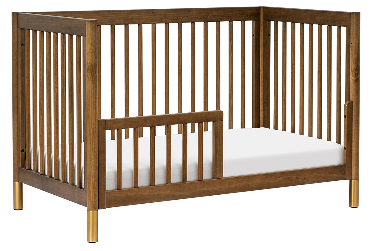 Babyletto Gelato 4-in-1 Convertible Crib w/Toddler Bed Conversion Kit - Natural Walnut & Gold Feet - M12901NLGLD