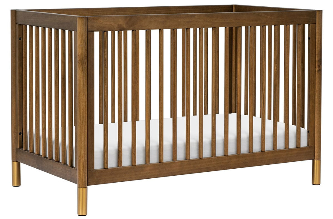 Babyletto Gelato 4-in-1 Convertible Crib w/Toddler Bed Conversion Kit - Natural Walnut & Gold Feet - M12901NLGLD