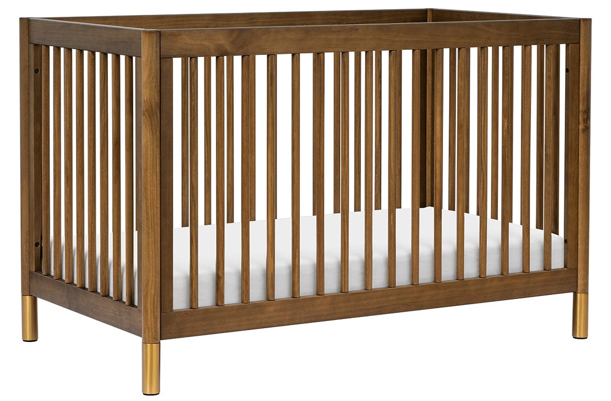 Babyletto Gelato 4-in-1 Convertible Crib w/Toddler Bed Conversion Kit - Natural Walnut & Gold Feet - M12901NLGLD