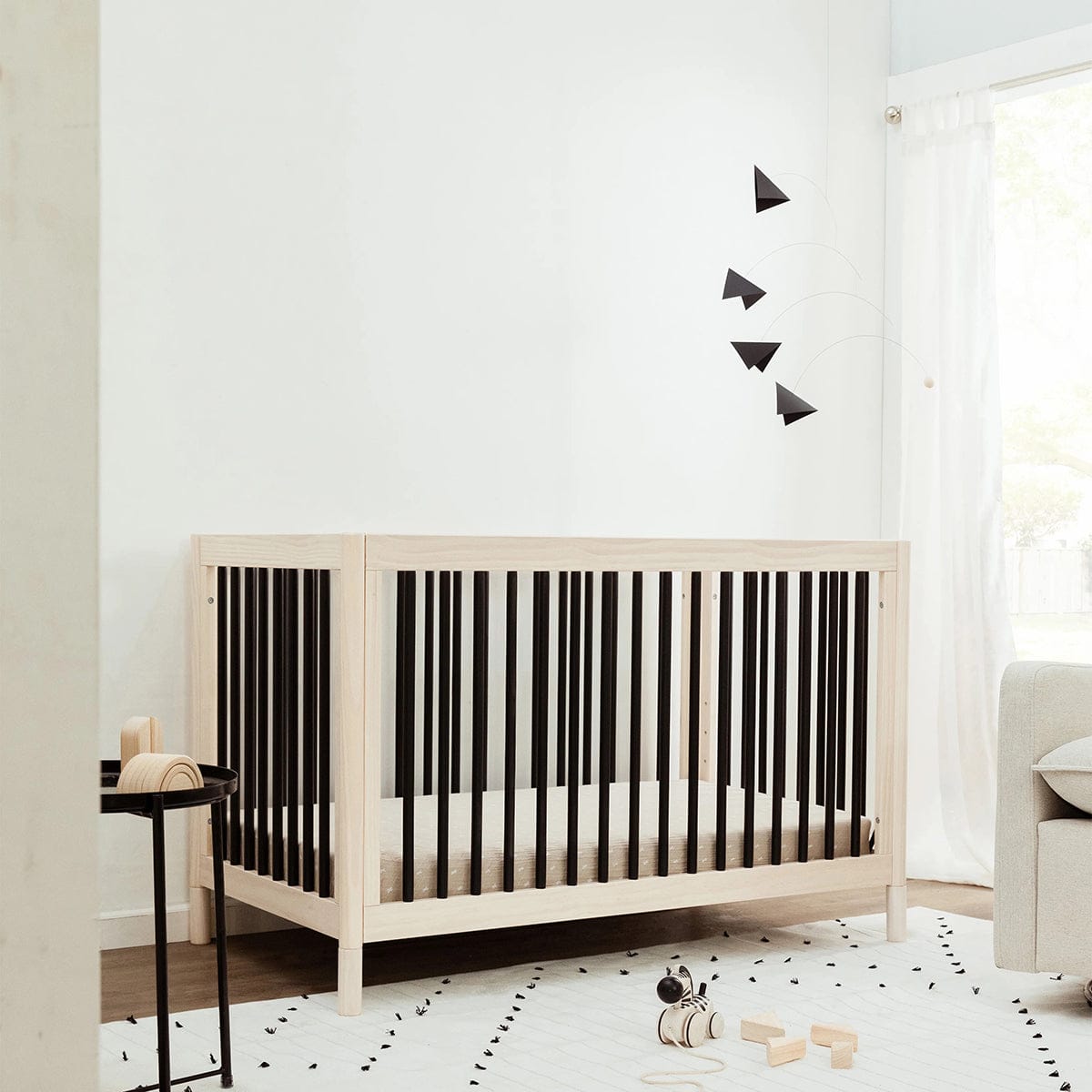 Babyletto Gelato 4-in-1 Convertible Crib w/Toddler Bed Conversion Kit - Washed Natural / Black - M12901NXB