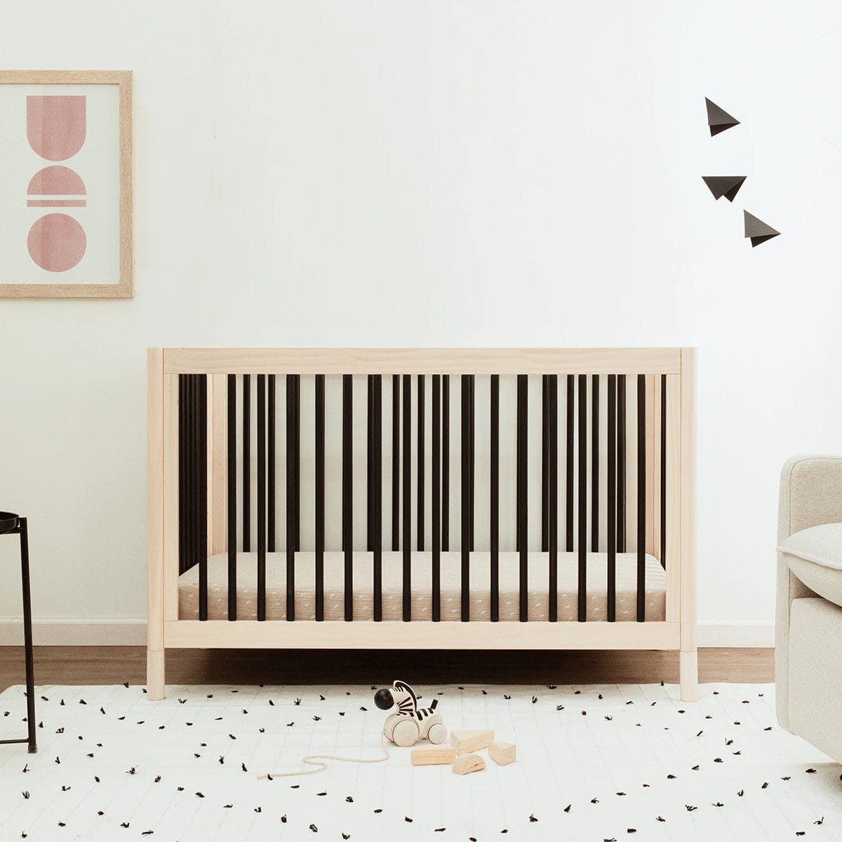 Babyletto Gelato 4-in-1 Convertible Crib w/Toddler Bed Conversion Kit - Washed Natural / Black - M12901NXB