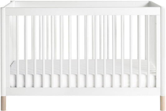 Babyletto Gelato 4-in-1 Convertible Crib w/Toddler Bed Conversion Kit - White w/ Washed Natural Feet - M12901WNX