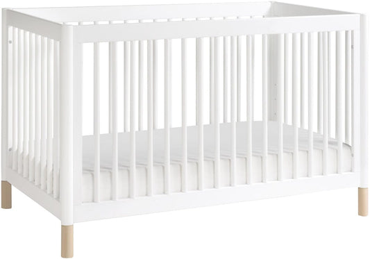 Babyletto Gelato 4-in-1 Convertible Crib w/Toddler Bed Conversion Kit - White w/ Washed Natural Feet - M12901WNX