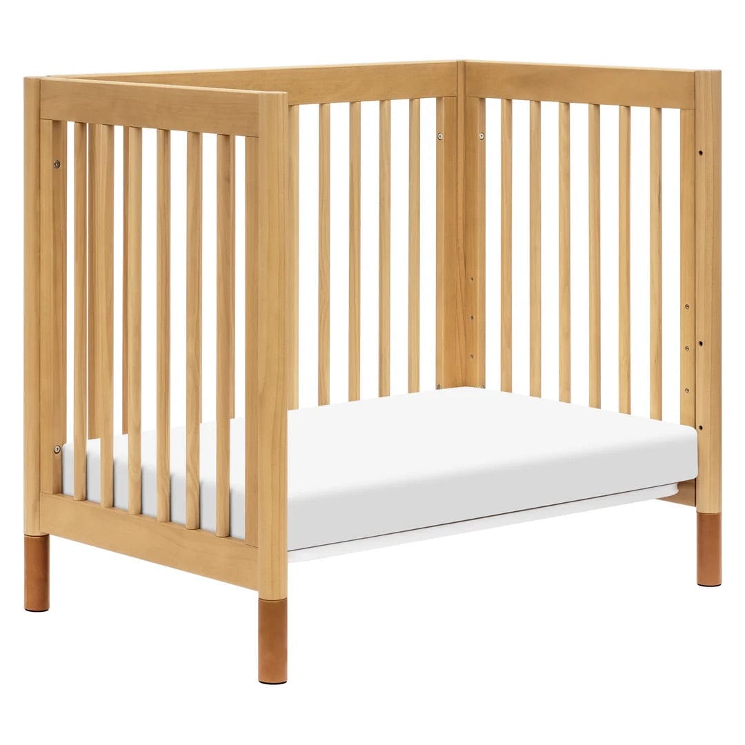Babyletto Gelato 4-in-1 Convertible Mini Crib - Honey w/ Vegan Tan Leather - M12998HYVTL