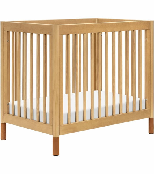 Babyletto Gelato 4-in-1 Convertible Mini Crib - Honey w/ Vegan Tan Leather - M12998HYVTL