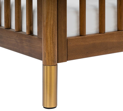 Babyletto Gelato 4-in-1 Convertible Mini Crib - Natural Walnut & Gold Feet - M12998NLGLD