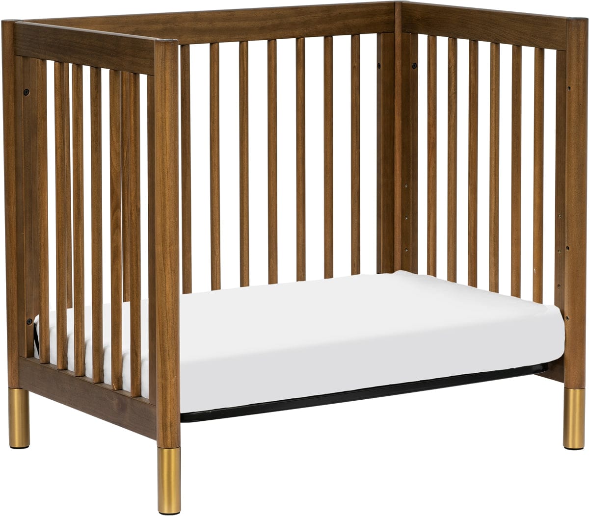 Babyletto Gelato 4-in-1 Convertible Mini Crib - Natural Walnut & Gold Feet - M12998NLGLD