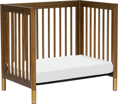 Babyletto Gelato 4-in-1 Convertible Mini Crib - Natural Walnut & Gold Feet - M12998NLGLD