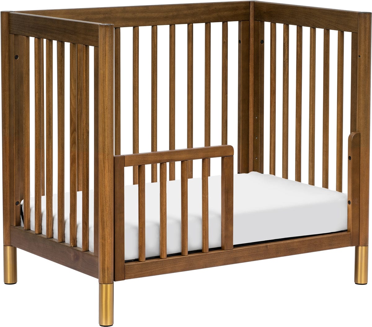 Babyletto Gelato 4-in-1 Convertible Mini Crib - Natural Walnut & Gold Feet - M12998NLGLD
