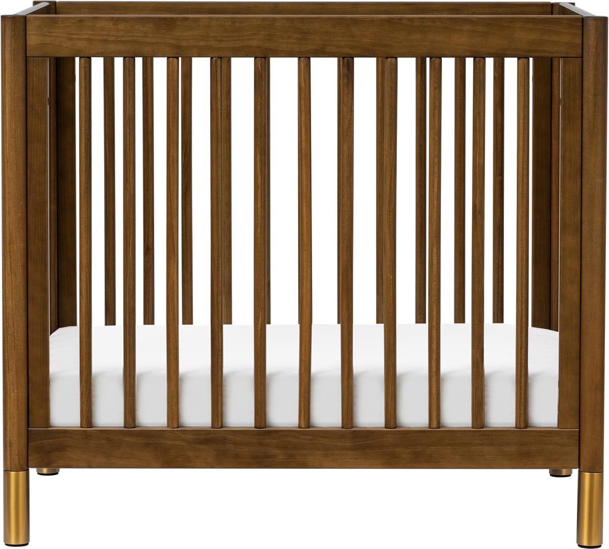 Babyletto Gelato 4-in-1 Convertible Mini Crib - Natural Walnut & Gold Feet - M12998NLGLD