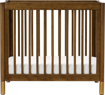 Babyletto Gelato 4-in-1 Convertible Mini Crib - Natural Walnut & Gold Feet - M12998NLGLD