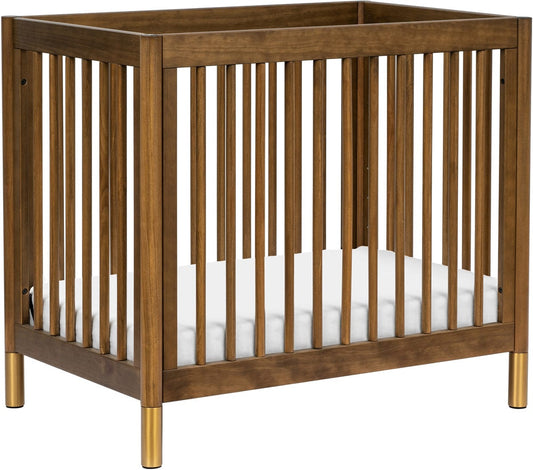 Babyletto Gelato 4-in-1 Convertible Mini Crib - Natural Walnut & Gold Feet - M12998NLGLD