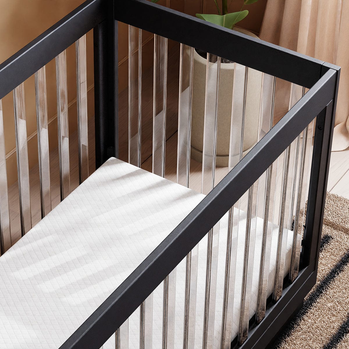 Babyletto Harlow Acrylic 3-in-1 Convertible Crib w/Toddler Bed Conversion Kit - Black / Acrylic - M8601KB