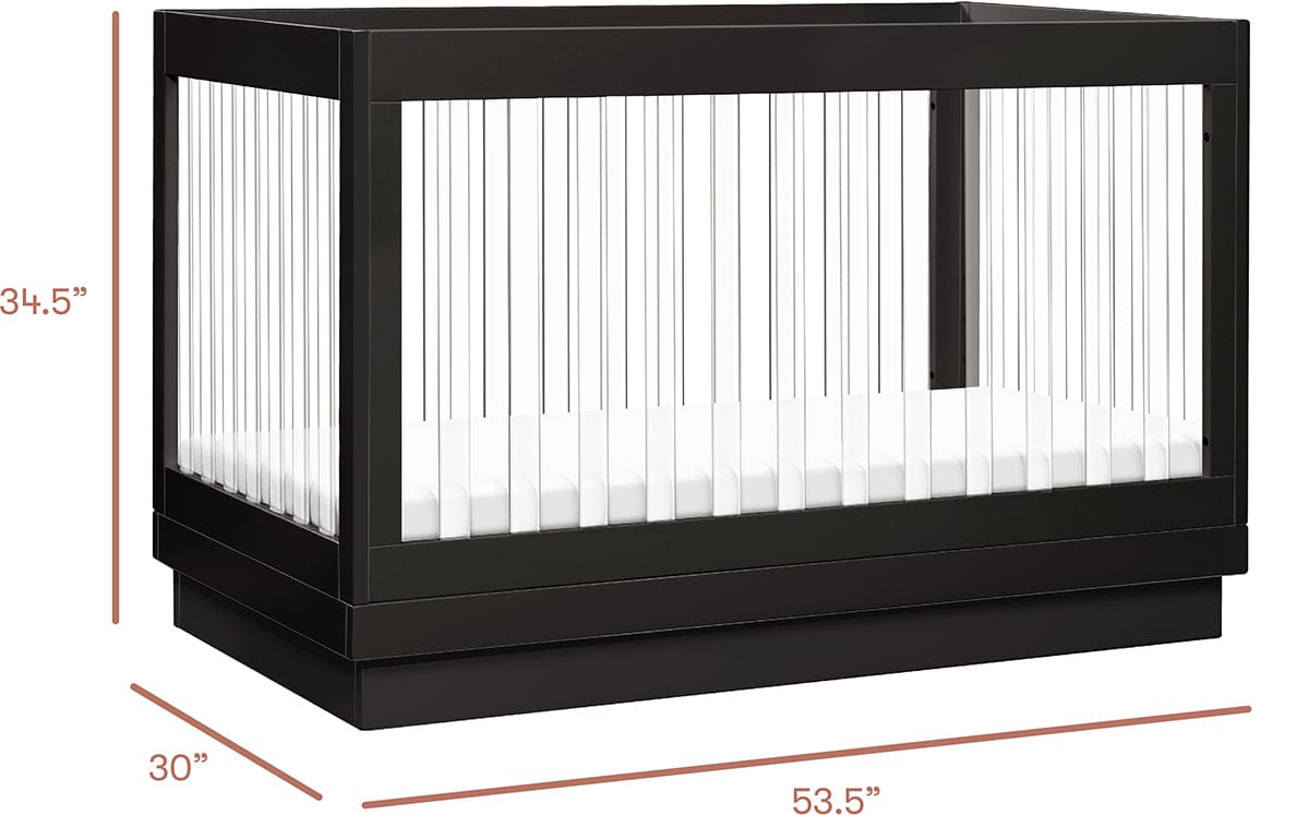 Babyletto Harlow Acrylic 3-in-1 Convertible Crib w/Toddler Bed Conversion Kit - Black / Acrylic - M8601KB