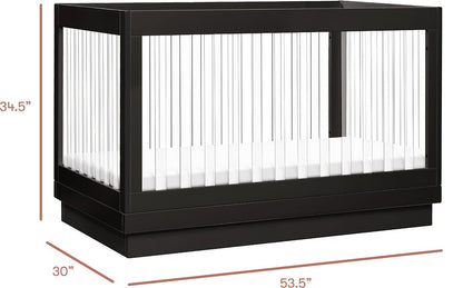Babyletto Harlow Acrylic 3-in-1 Convertible Crib w/Toddler Bed Conversion Kit - Black / Acrylic - M8601KB