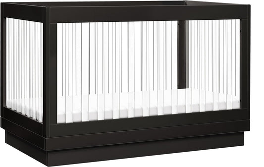 Babyletto Harlow Acrylic 3-in-1 Convertible Crib w/Toddler Bed Conversion Kit - Black / Acrylic - M8601KB