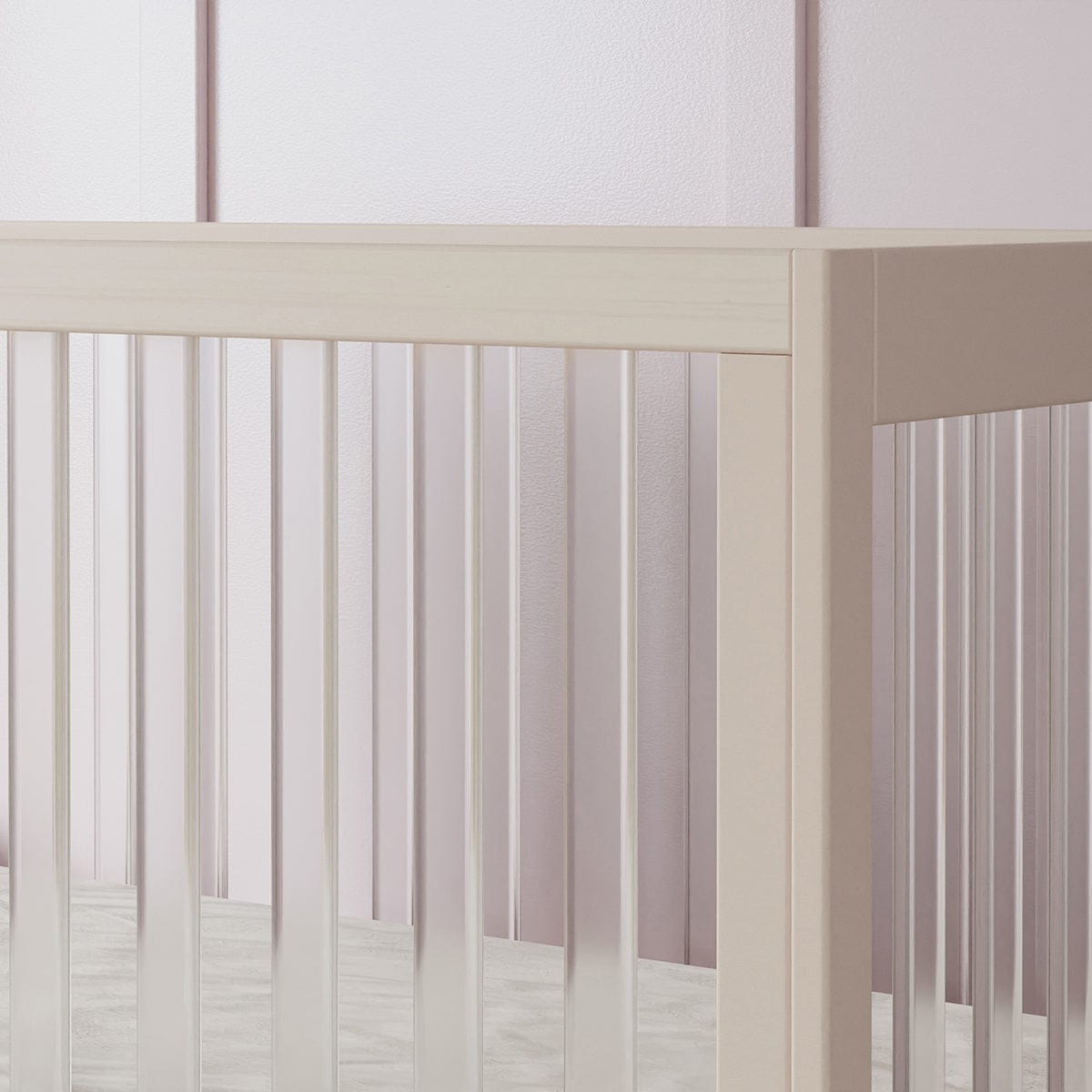 Babyletto Harlow Acrylic 3-in-1 Convertible Crib w/Toddler Bed Conversion Kit - Washed Natural / Acrylic - M8601KNX