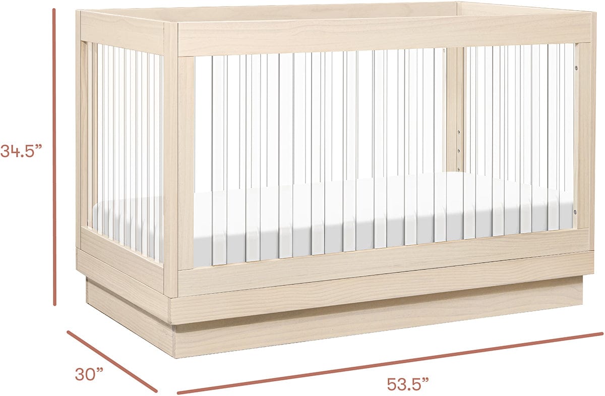 Babyletto Harlow Acrylic 3-in-1 Convertible Crib w/Toddler Bed Conversion Kit - Washed Natural / Acrylic - M8601KNX