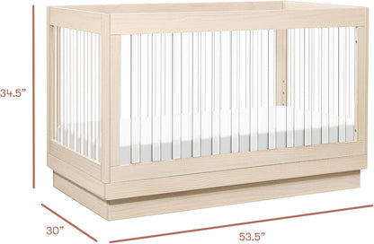 Babyletto Harlow Acrylic 3-in-1 Convertible Crib w/Toddler Bed Conversion Kit - Washed Natural / Acrylic - M8601KNX