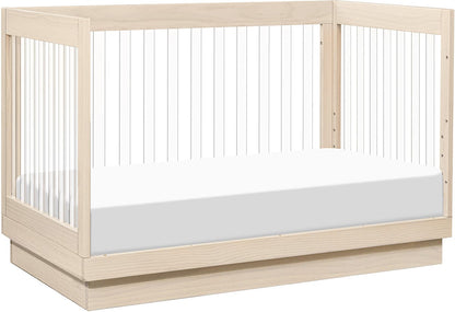 Babyletto Harlow Acrylic 3-in-1 Convertible Crib w/Toddler Bed Conversion Kit - Washed Natural / Acrylic - M8601KNX