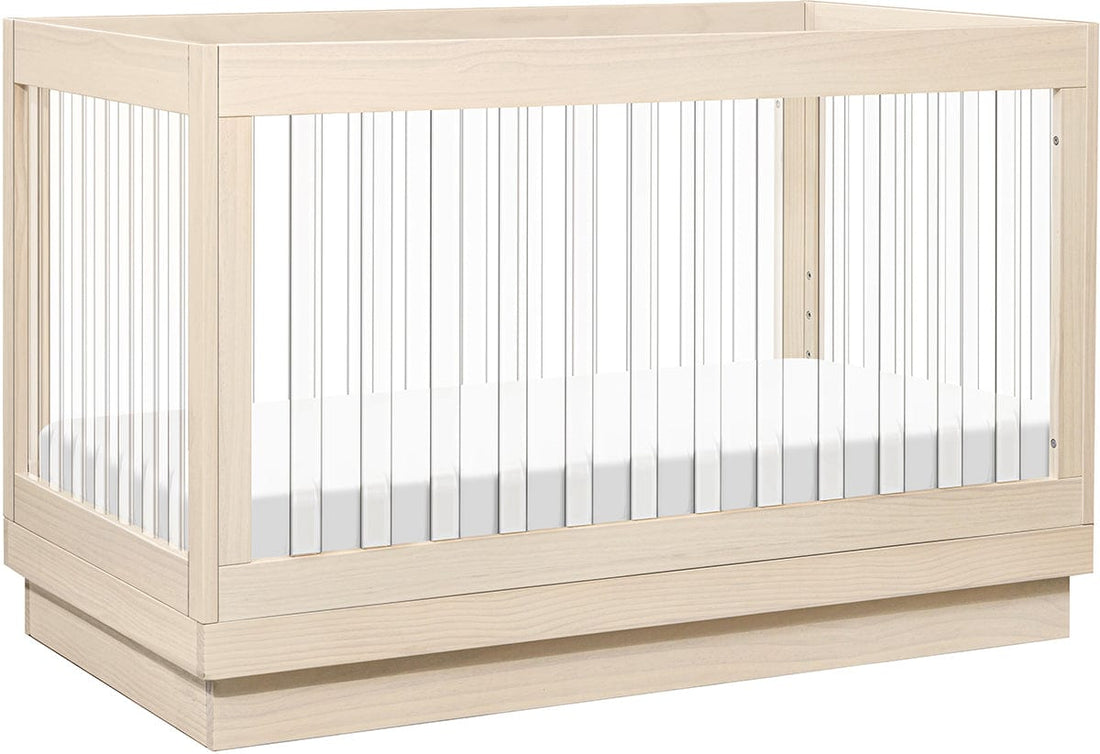 Babyletto Harlow Acrylic 3-in-1 Convertible Crib w/Toddler Bed Conversion Kit - Washed Natural / Acrylic - M8601KNX