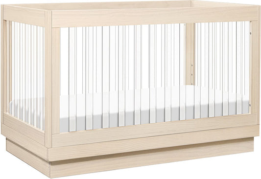 Babyletto Harlow Acrylic 3-in-1 Convertible Crib w/Toddler Bed Conversion Kit - Washed Natural / Acrylic - M8601KNX