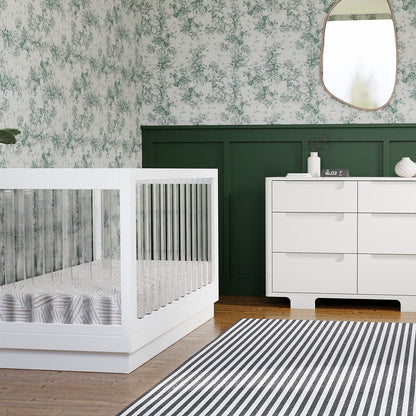 Babyletto Harlow Acrylic 3-in-1 Convertible Crib w/Toddler Bed Conversion Kit - White / Acrylic - M8601KW