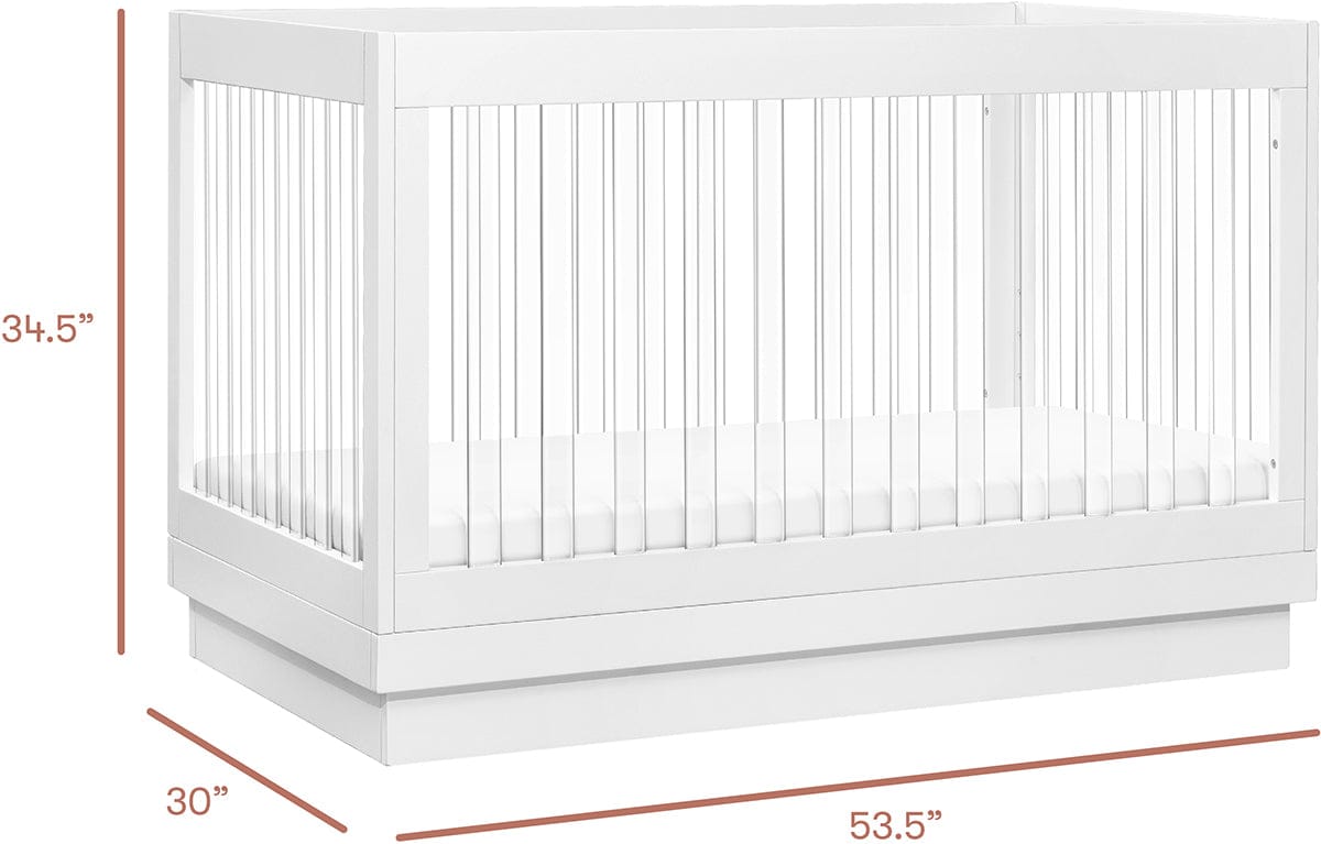 Babyletto Harlow Acrylic 3-in-1 Convertible Crib w/Toddler Bed Conversion Kit - White / Acrylic - M8601KW