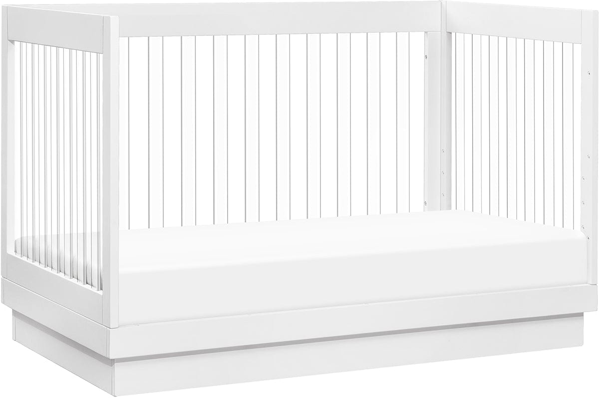 Babyletto Harlow Acrylic 3-in-1 Convertible Crib w/Toddler Bed Conversion Kit - White / Acrylic - M8601KW