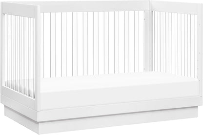 Babyletto Harlow Acrylic 3-in-1 Convertible Crib w/Toddler Bed Conversion Kit - White / Acrylic - M8601KW