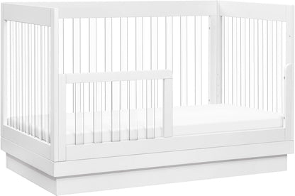 Babyletto Harlow Acrylic 3-in-1 Convertible Crib w/Toddler Bed Conversion Kit - White / Acrylic - M8601KW