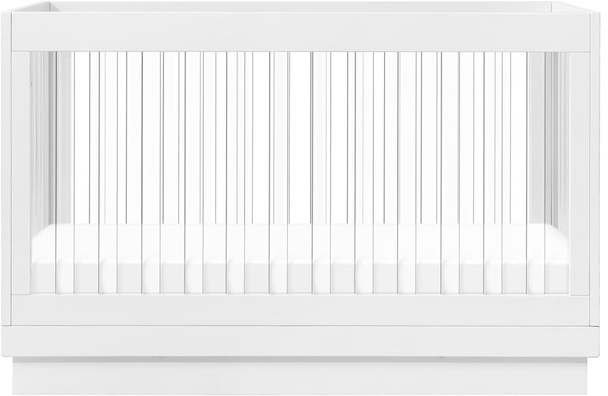Babyletto Harlow Acrylic 3-in-1 Convertible Crib w/Toddler Bed Conversion Kit - White / Acrylic - M8601KW