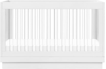 Babyletto Harlow Acrylic 3-in-1 Convertible Crib w/Toddler Bed Conversion Kit - White / Acrylic - M8601KW